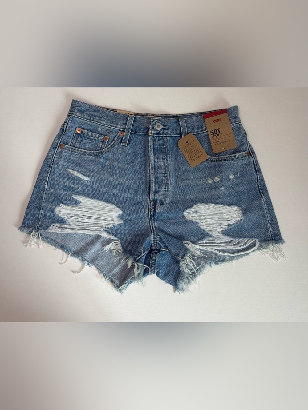 Levi's Women's Distressed Denim Cutoff Shorts in Blue